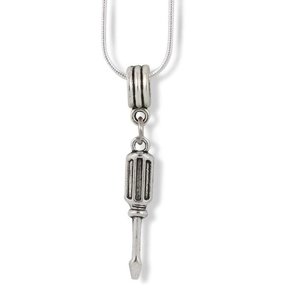 Screwdriver (Screw Driver) Slot Flathead Charm Necklace - Picture 1 of 4